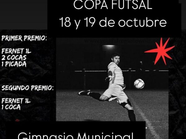 Viernes 18 y sábado 19 de octubre se disputará la Copa Futsall en el gimnasio municipal