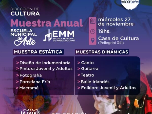 Este miércoles 27 cierre de talleres en la Casa de la Cultura local.